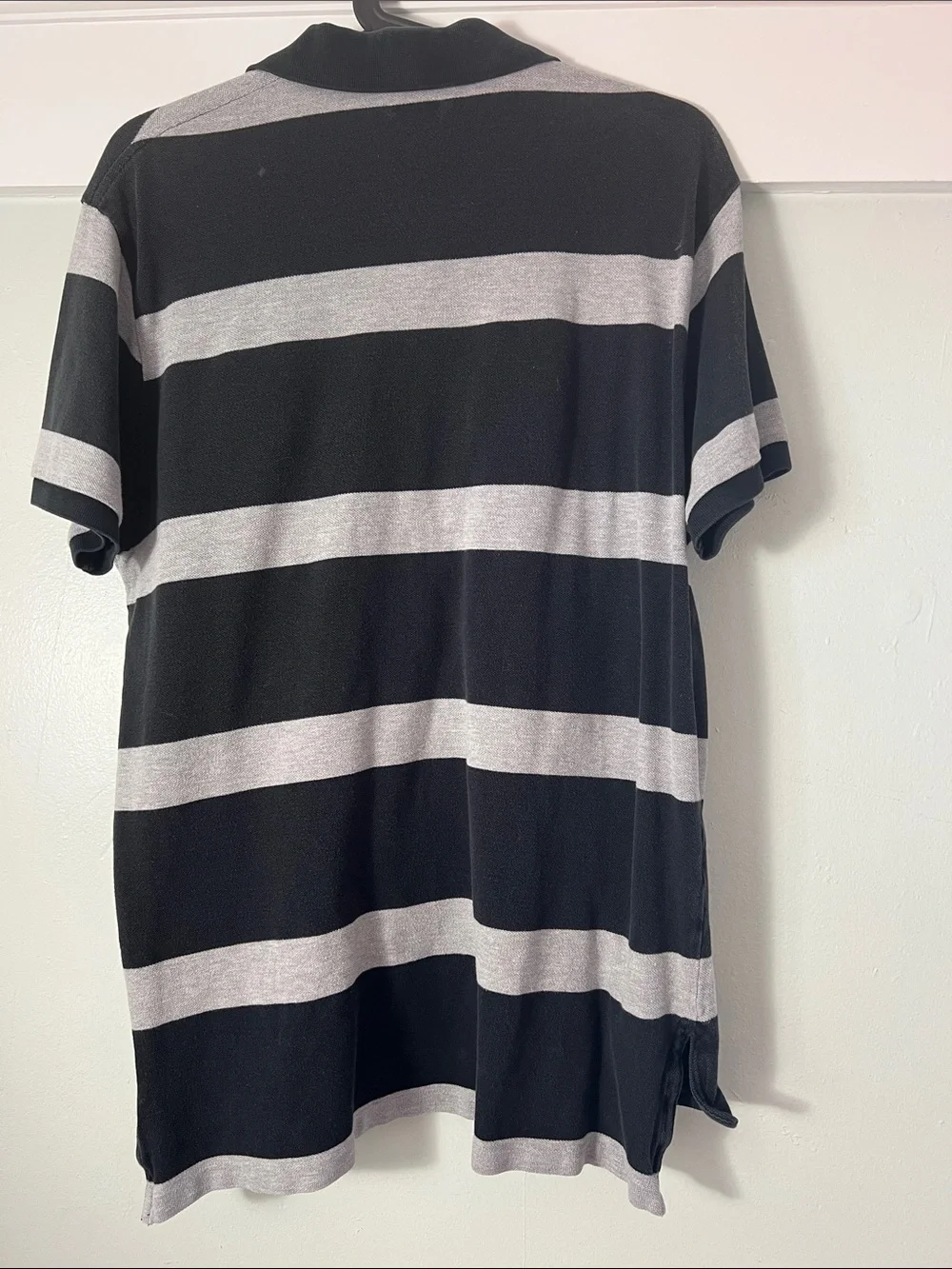 Polo by Ralph Lauren Black & Gray Striped Short-Sleeve Polo with Red Pony